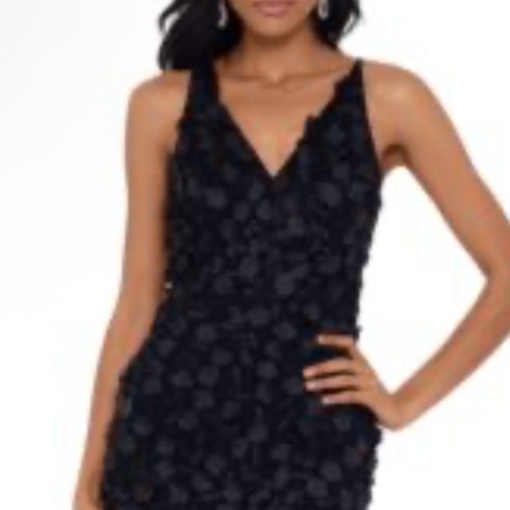 Xscape Strapless Black Floral Dress